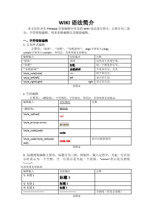 WIKI语法简介