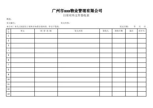 物业日常对外文件签收表