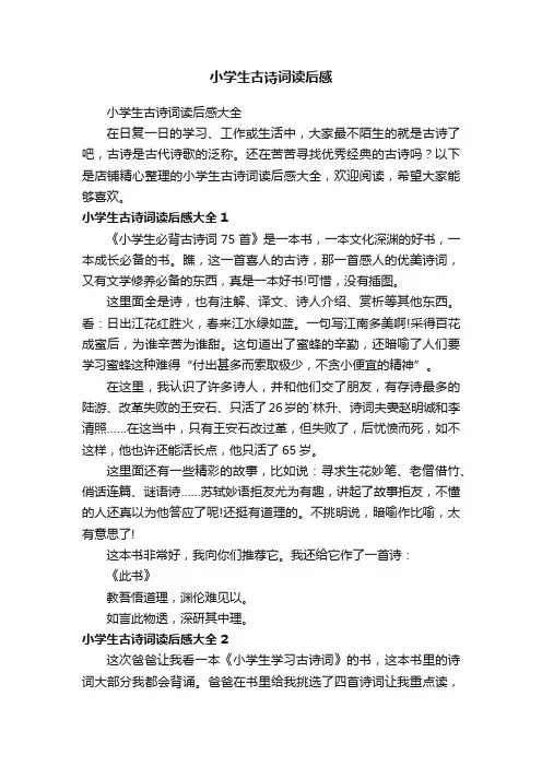 小学生古诗词读后感