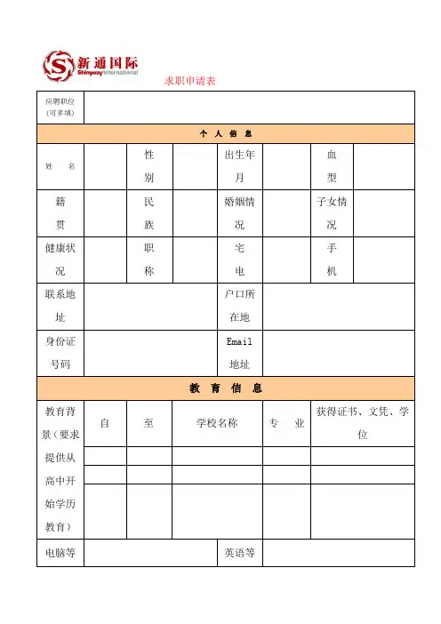 求职申请表