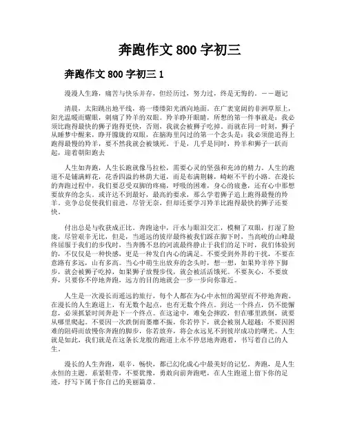 奔跑作文800字初三