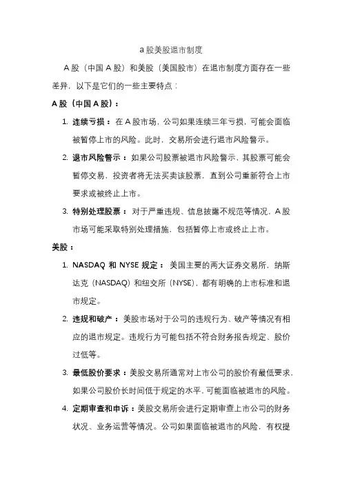a股美股退市制度