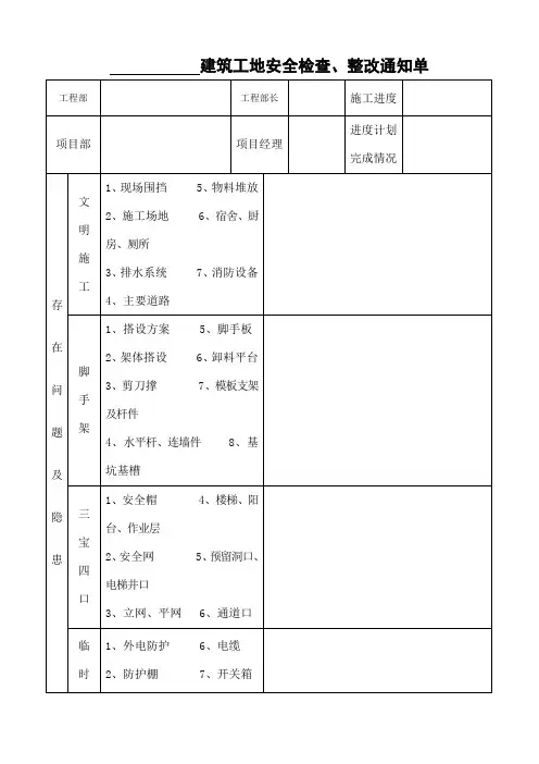 建筑工地安全检查整改通知单