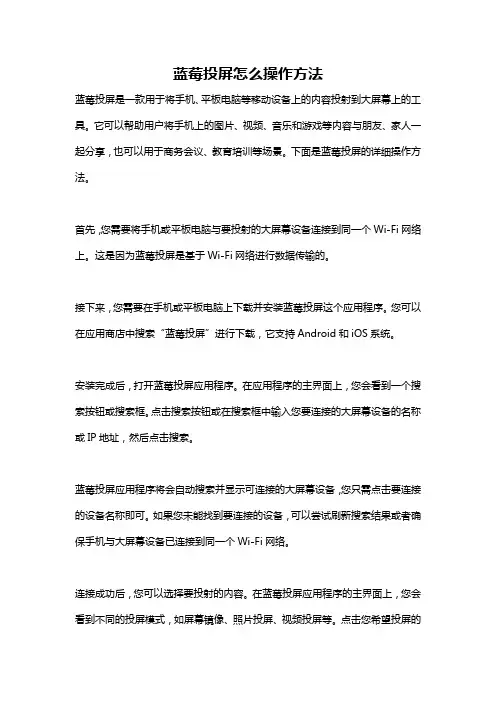 蓝莓投屏怎么操作方法