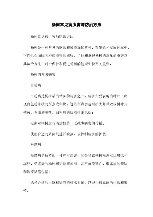 杨树常见病虫害与防治方法