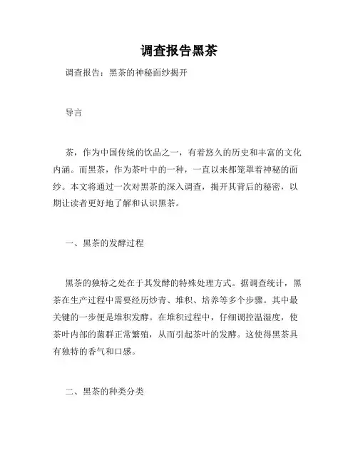 调查报告黑茶
