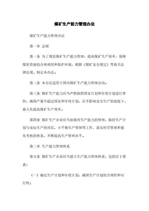 煤矿生产能力管理办法