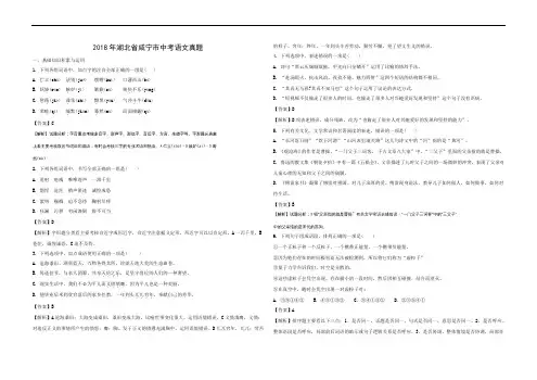 2018年咸宁市中考语文真题(含答案)