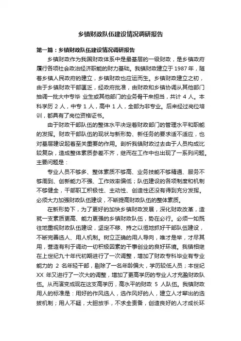 乡镇财政队伍建设情况调研报告