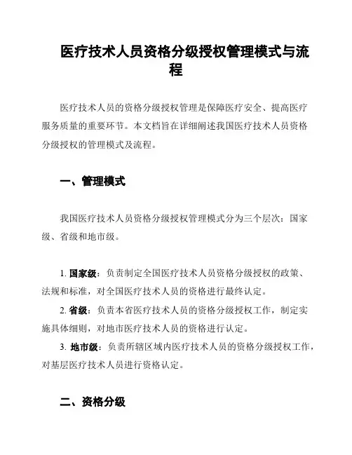 医疗技术人员资格分级授权管理模式与流程