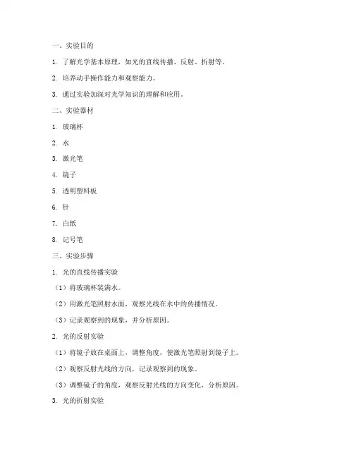 光学自制小实验报告