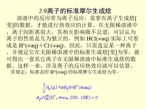 《离子的标准摩尔生成焓》复习课件