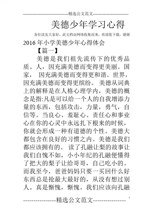 美德少年学习心得