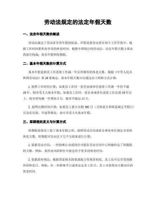 劳动法规定的法定年假天数
