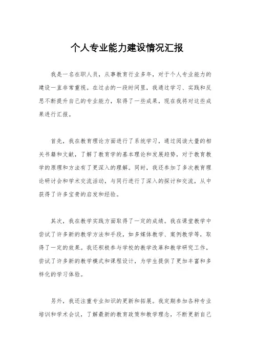 个人专业能力建设情况汇报