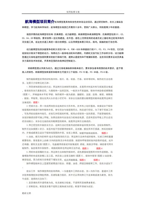 航海模型项目的简介航海模型是具有科技性地体育运动项目的