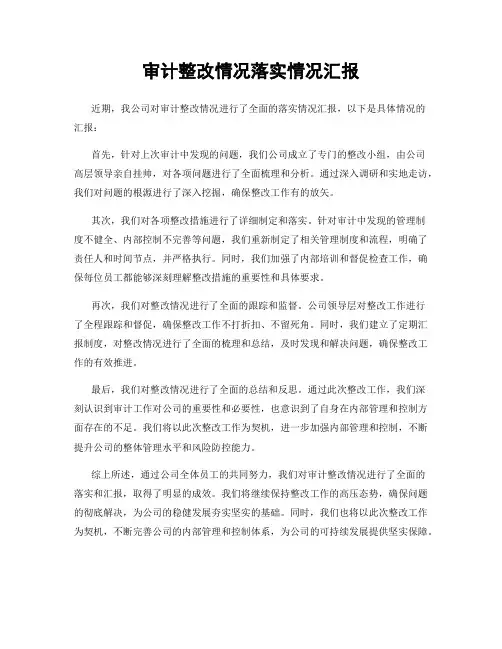 审计整改情况落实情况汇报