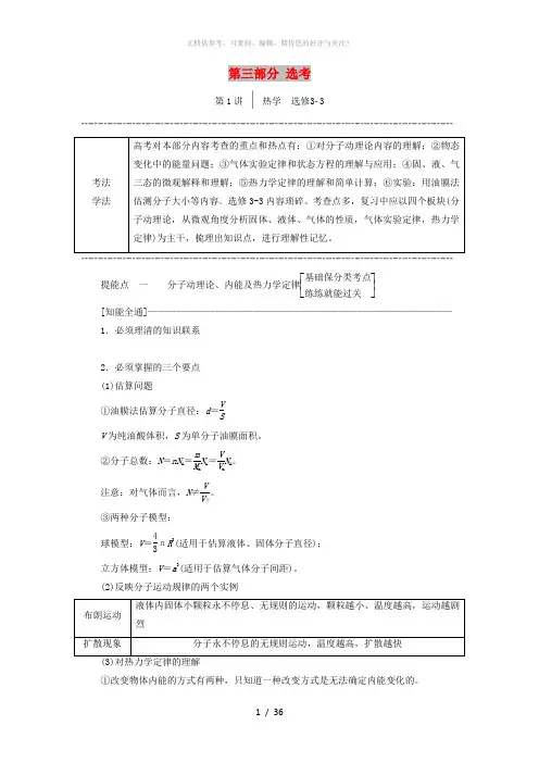 2019高考物理二轮 第三部分 选考学案