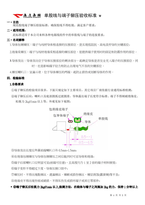 单股线端子铆压标准140407