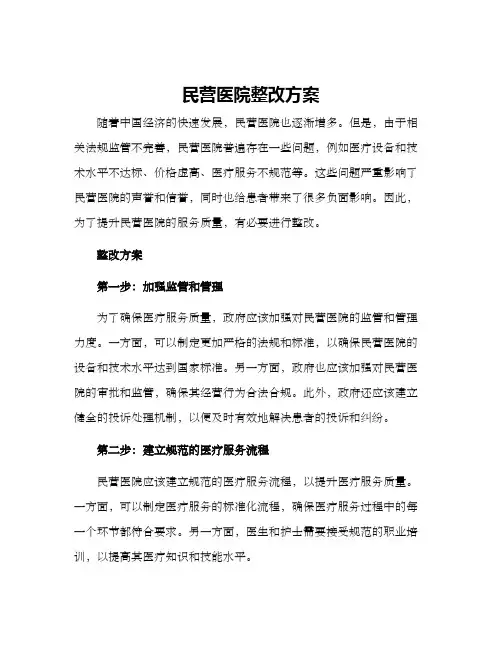 民营医院整改方案