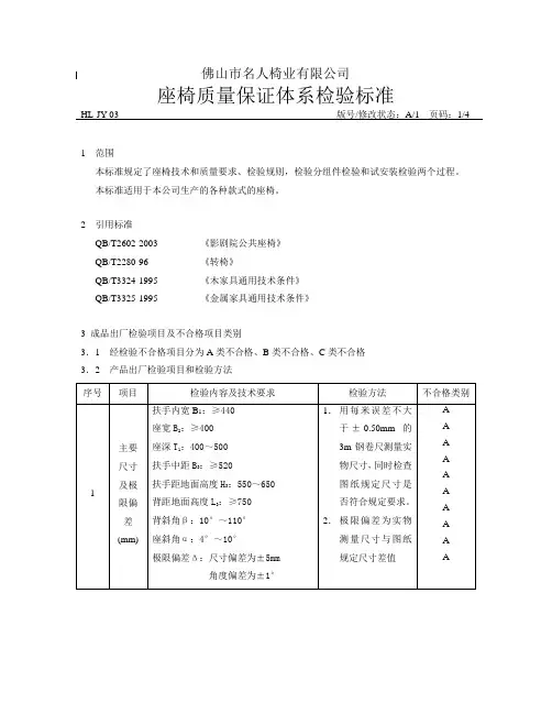 013座椅出厂检验标准