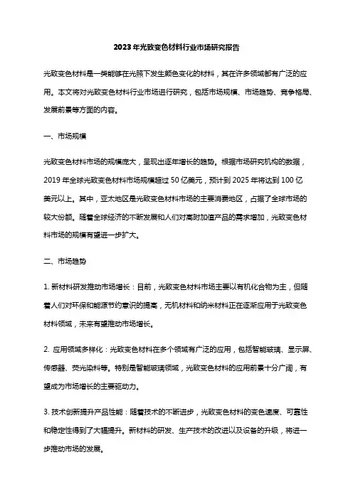 2023年光致变色材料行业市场研究报告