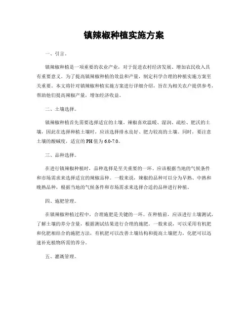 镇辣椒种植实施方案