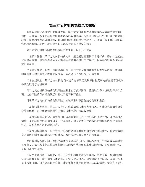 第三方支付机构洗钱风险探析