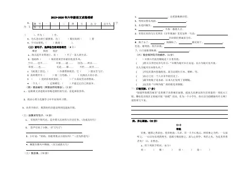 2019-2020年六年级语文试卷调研