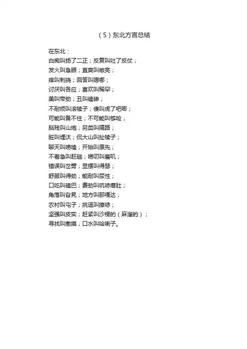 （5）东北方言总结