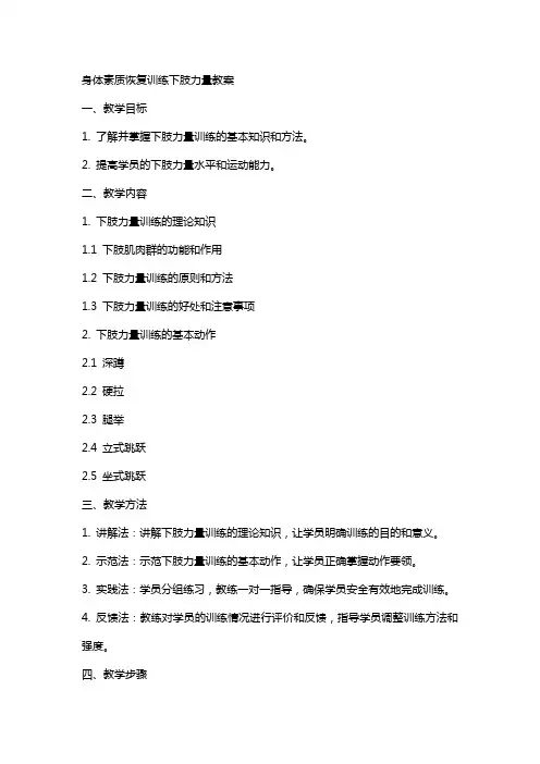 身体素质恢复训练下肢力量教案