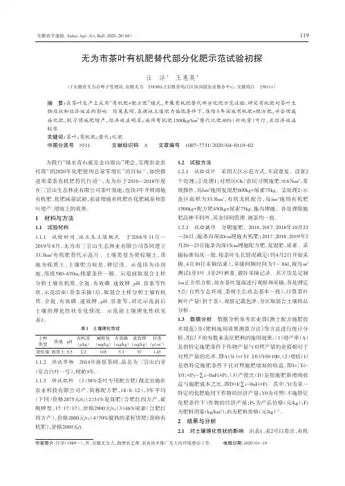 无为市茶叶有机肥替代部分化肥示范试验初探