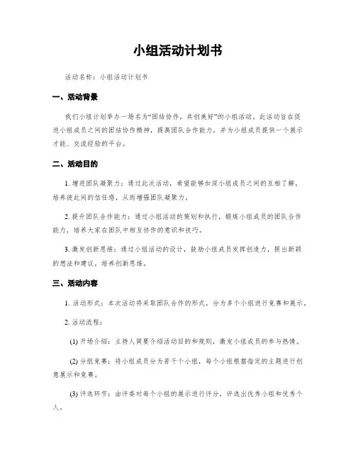 小组活动计划书