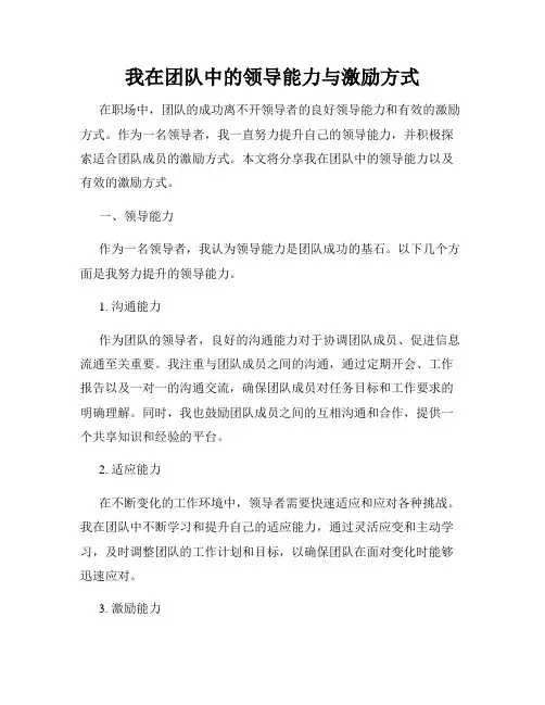 我在团队中的领导能力与激励方式