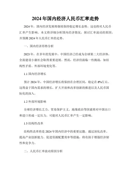 2024年国内经济人民币汇率走势
