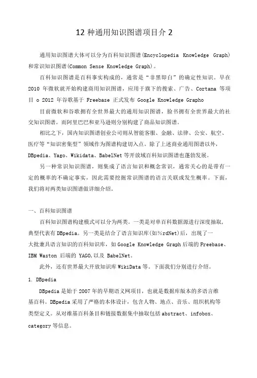 12种通用知识图谱项目介绍