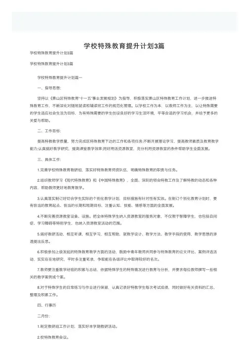 学校特殊教育提升计划3篇