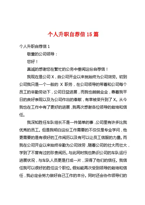 个人升职自荐信15篇