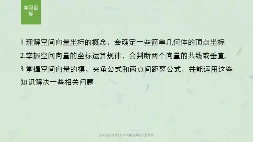 北师大版选修2空间向量运算的坐标表示课件