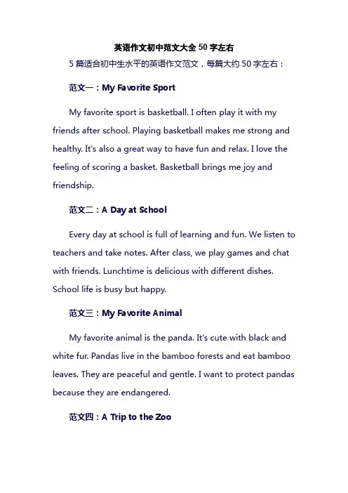 英语作文初中范文大全50字左右