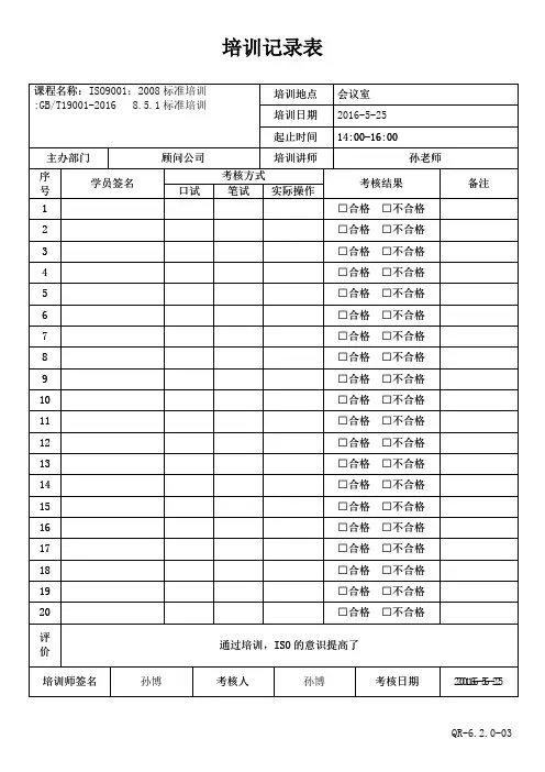 培训记录表