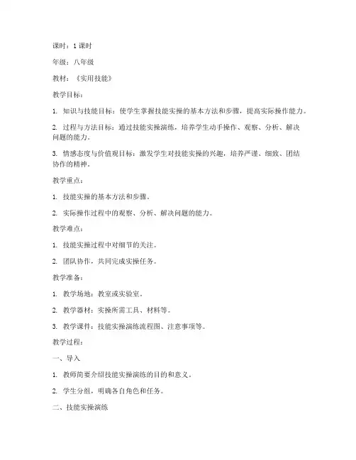 技能实操演练教案模板及范文