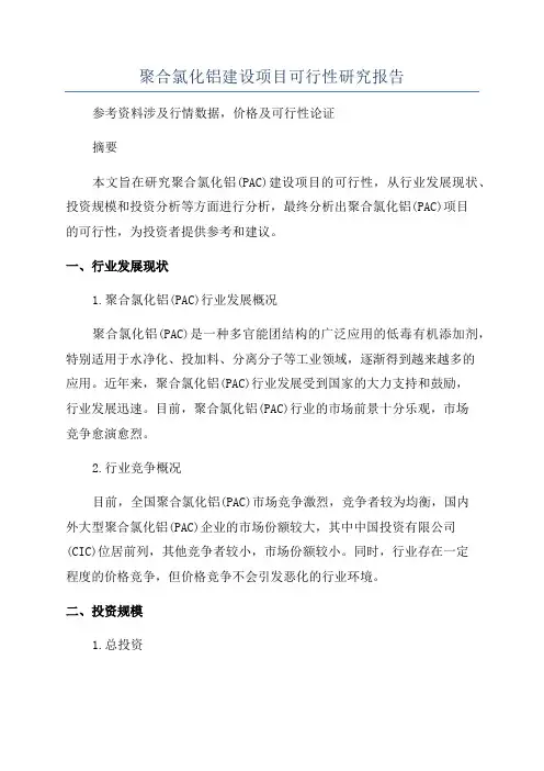 聚合氯化铝建设项目可行性研究报告