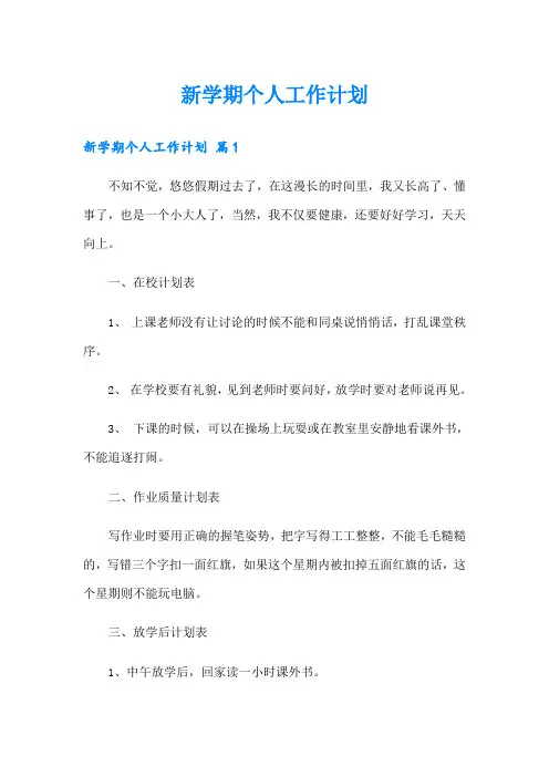 新学期个人工作计划