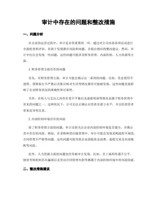 审计中存在的问题和整改措施
