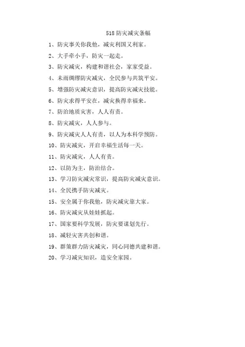518防灾减灾条幅
