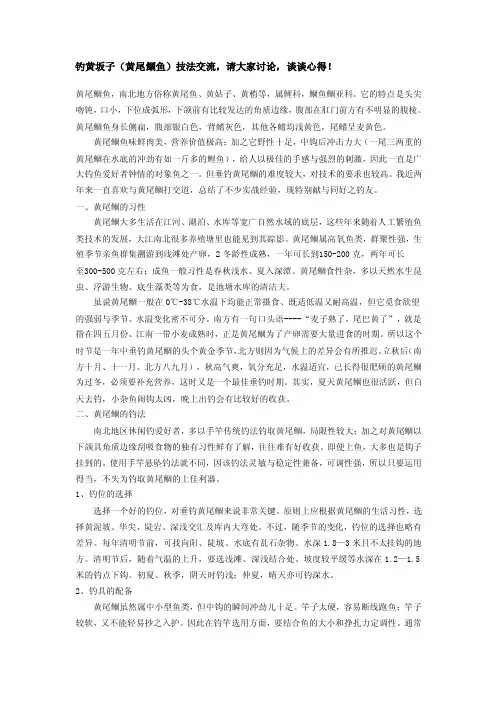 黄尾鲴鱼钓法几种经典战例