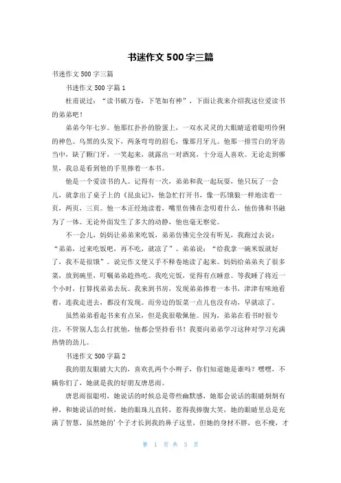 书迷作文500字三篇
