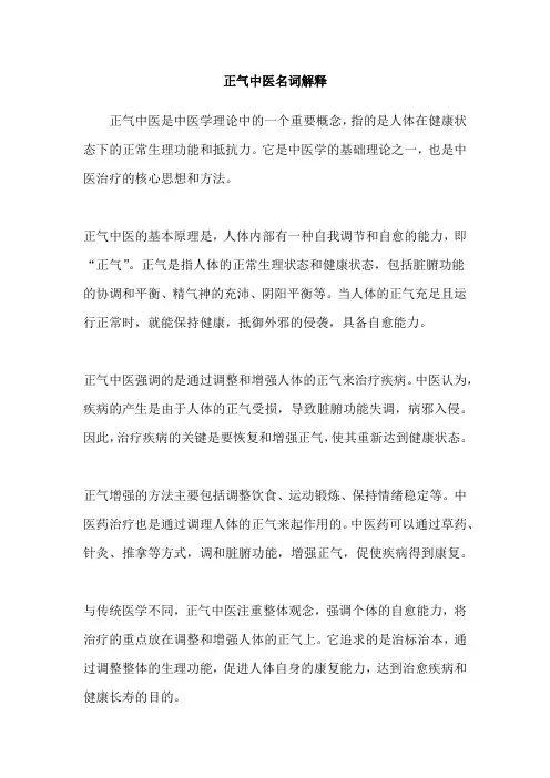 正气中医名词解释