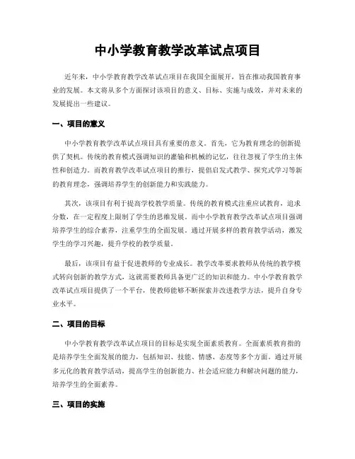 中小学教育教学改革试点项目